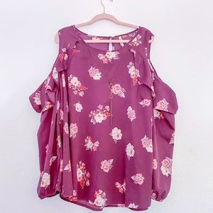 LIVE 4 TRUTH Purple Floral Off Shoulder Blouse